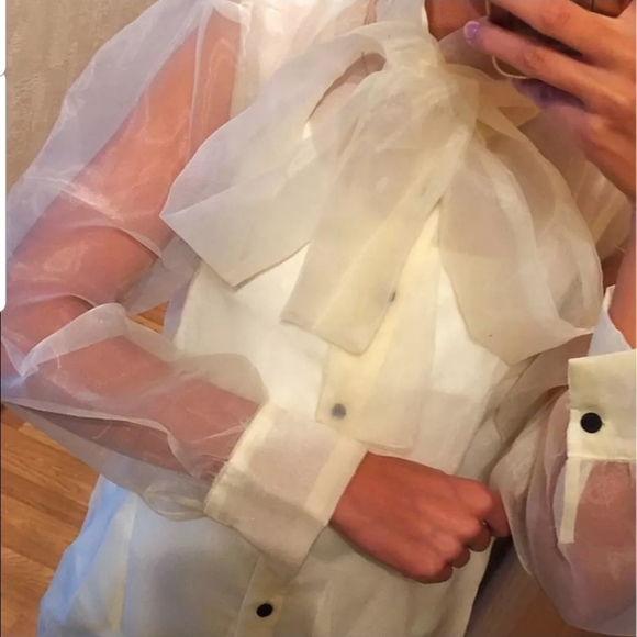 🎈LAST ONE! Zara Organza blouse with tie - Picture 7 of 10